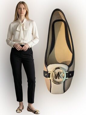 MICHAEL Michael Kors Cream/Tan/Black Moccasin Flats